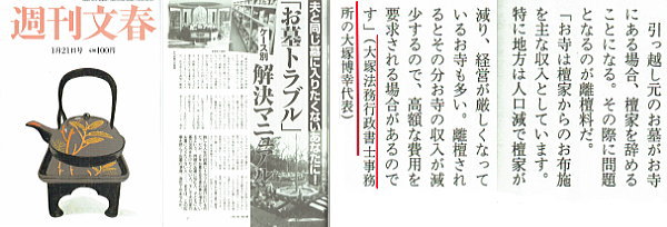 【 週刊文春 】（2016年1月21日号）に行政書士大塚博幸が取材協力。