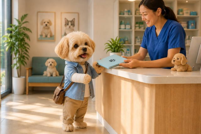 動物病院で診療を受ける犬のイメージ