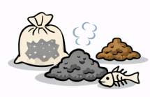 燃え殻・ばいじん等の粉状廃棄物のイメージイラスト